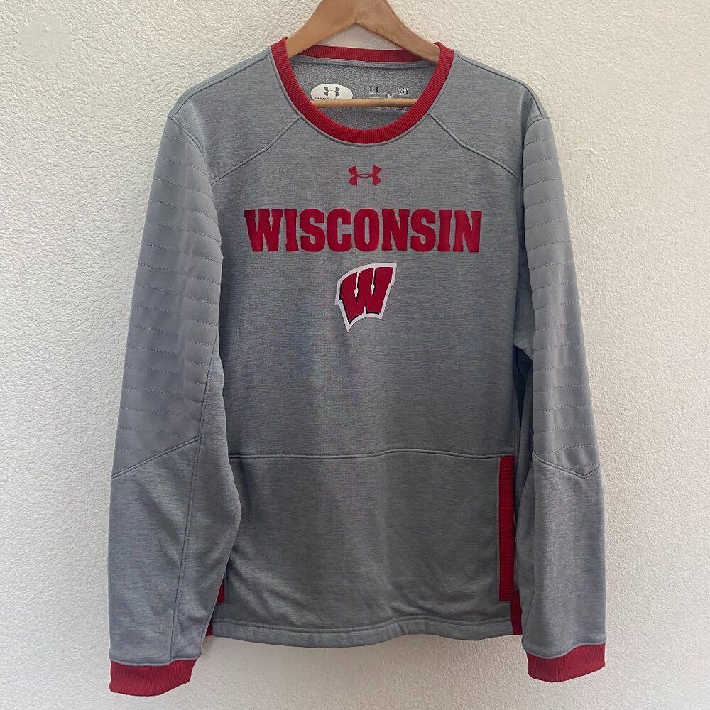 Wisconsin Badgers Under Armour Cold Gear Loose Fit Sweatshirt Men's Large Gray